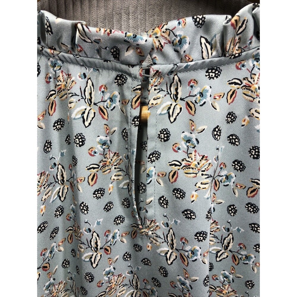 Ann Taylor Blouse Size XL Floral Mock Ruffle Neck Floral Thick Band Cuff - Picture 11 of 12